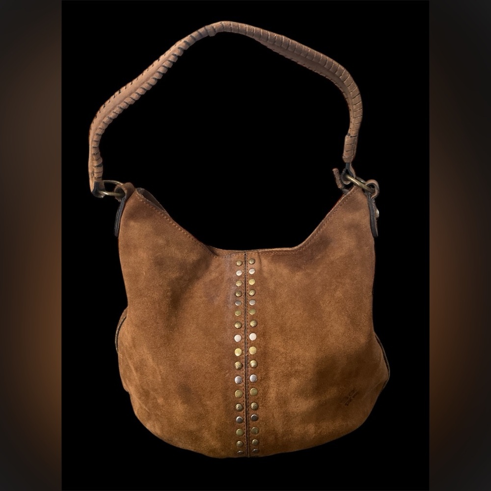 Patricia Nash Brown Suede Studded Shoulder Bag | Excellent Condition